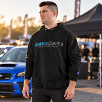 Black Dotson Tuning Champion pullover hoodie with chest logo, front pouch pocket and sleeve patch.